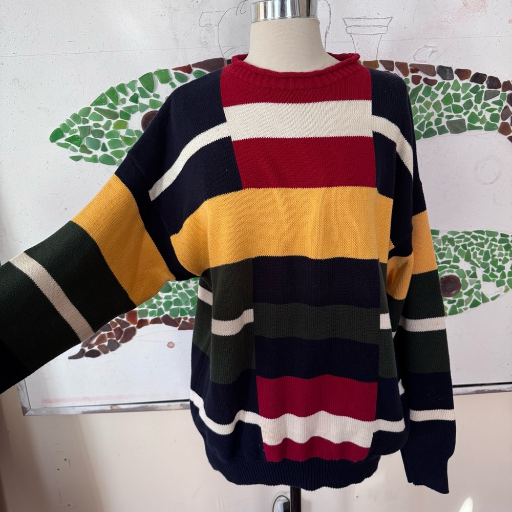 Nautica Color Block Vintage Knit Sweater